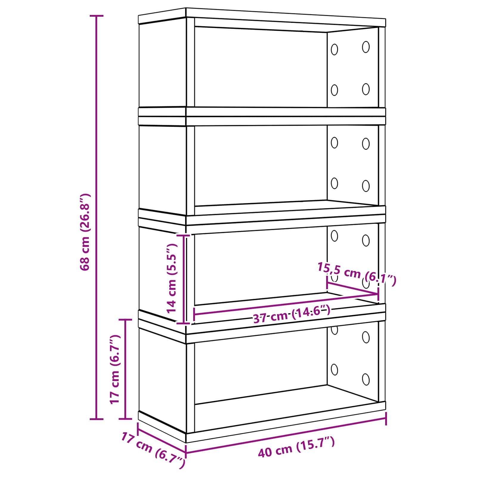 Rack De Rangement Pour Cd 4 Pc 40 X 17 X 17 Cm