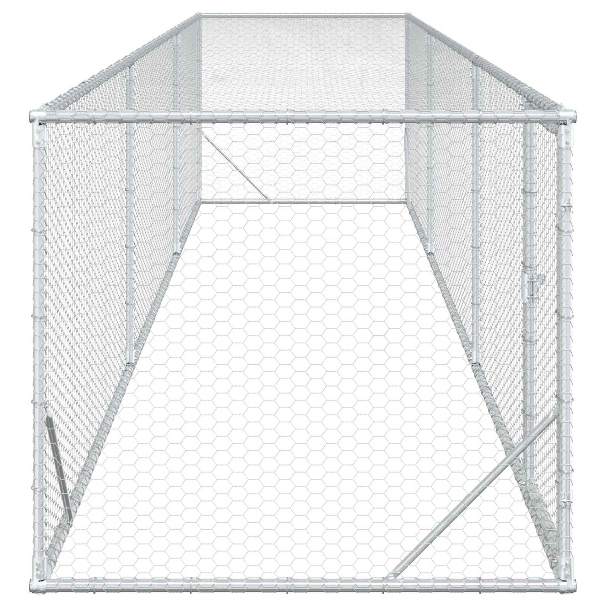 Enclos Pour Poules Argenté 500 X 100 X 100 Cm Acier Galvanisé
