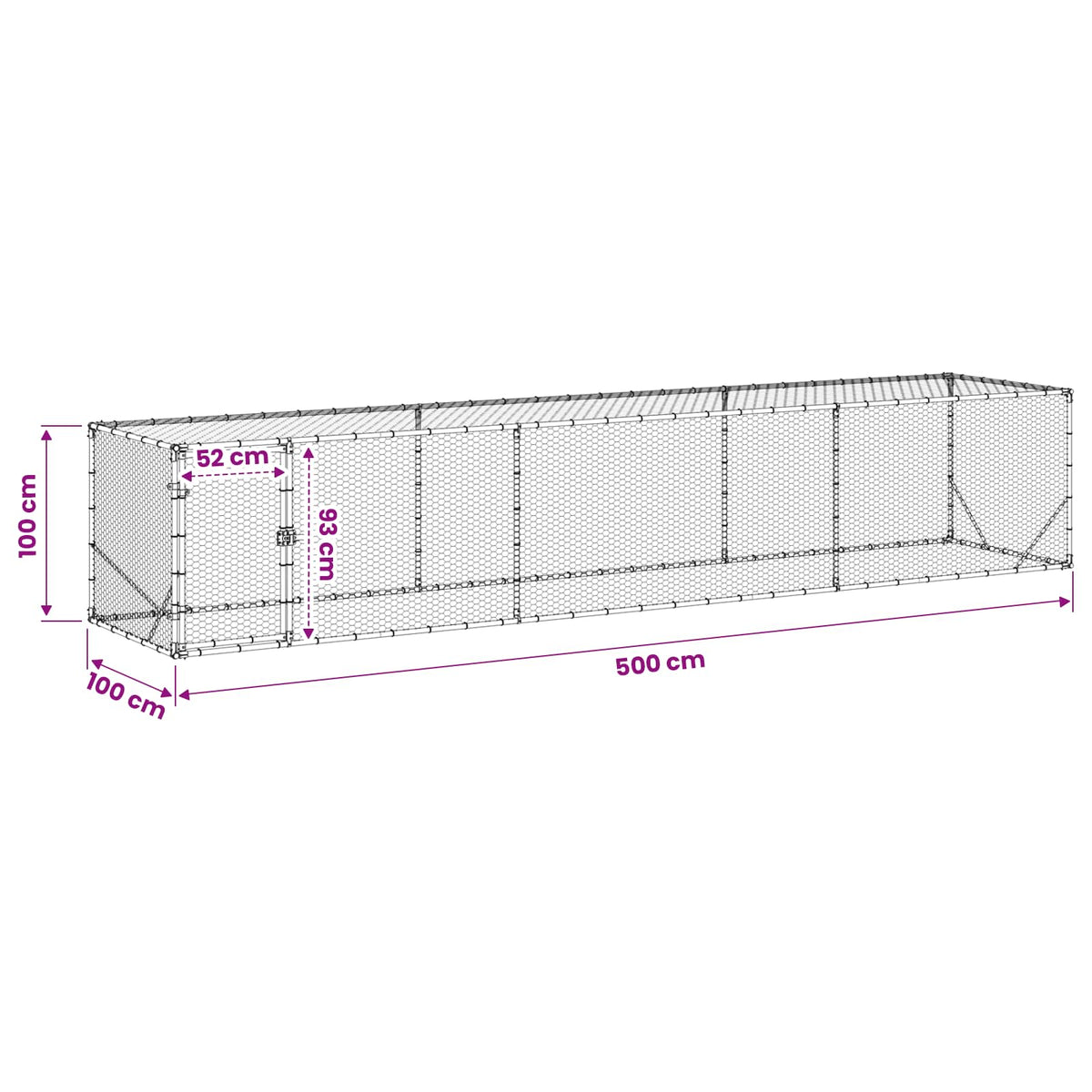 Enclos Pour Poules Argenté 500 X 100 X 100 Cm Acier Galvanisé