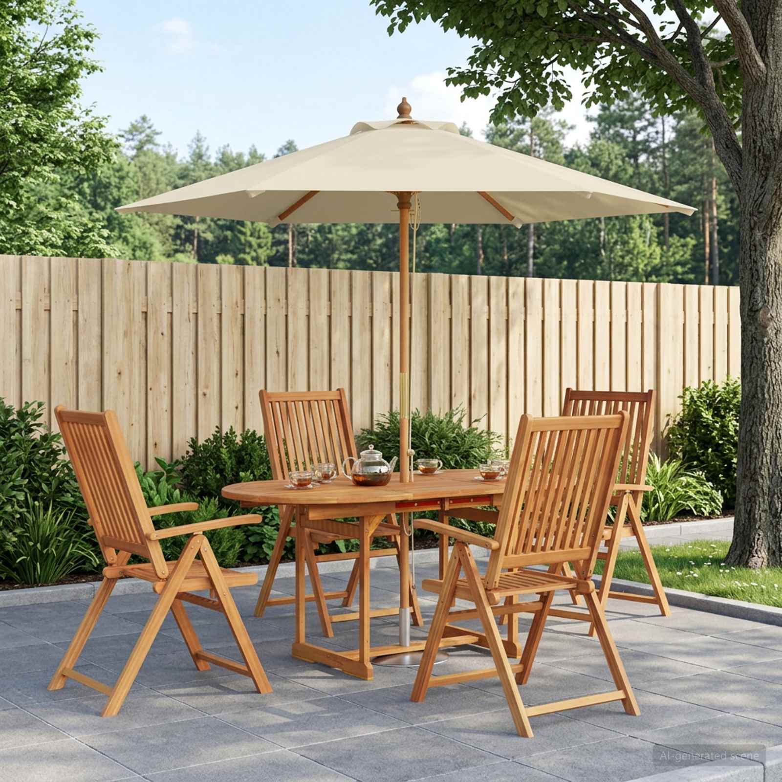 Ensemble De Salle À Manger D'extérieur Avec Parasol 6 Pc