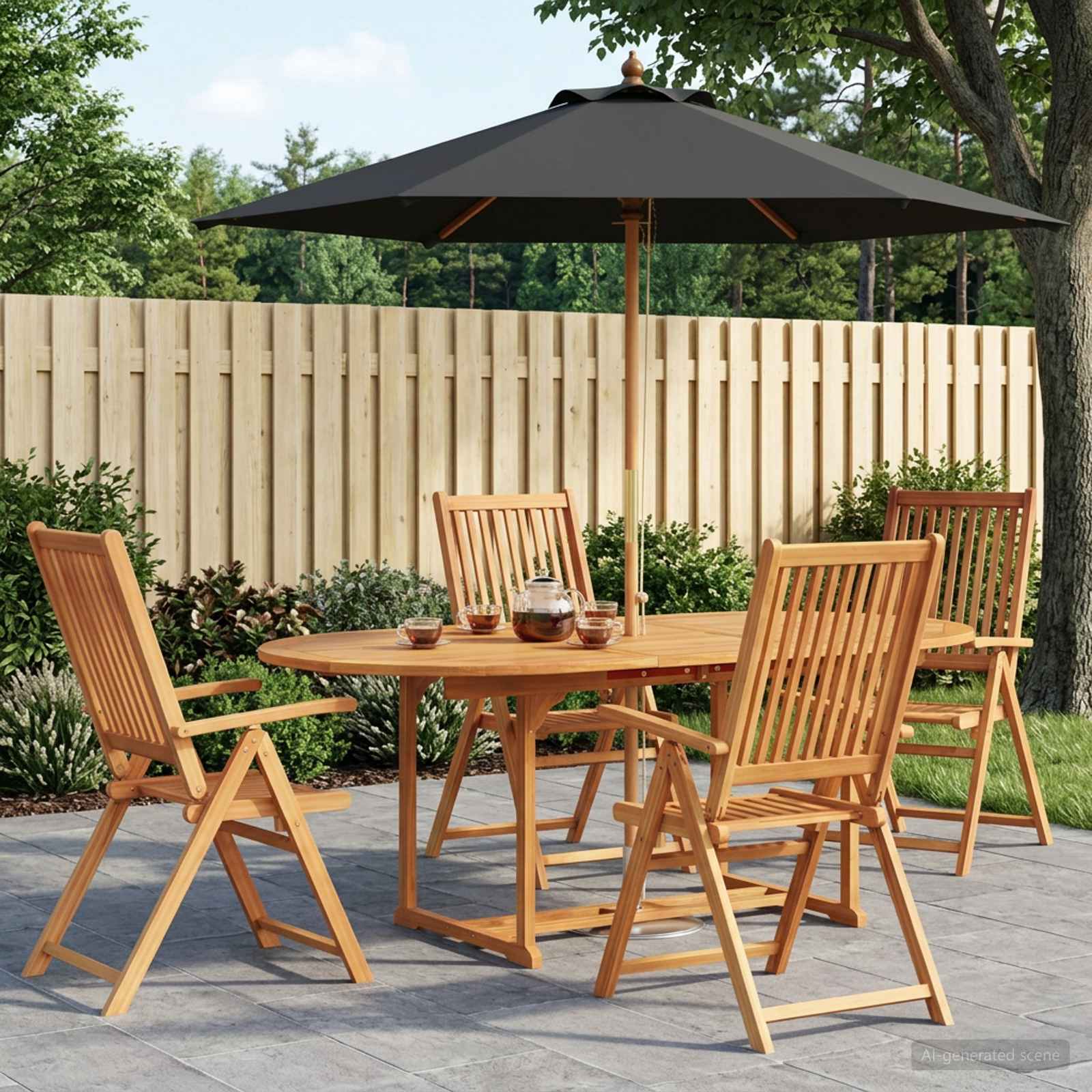 Ensemble De Salle À Manger D'extérieur Avec Parasol 6 Pc