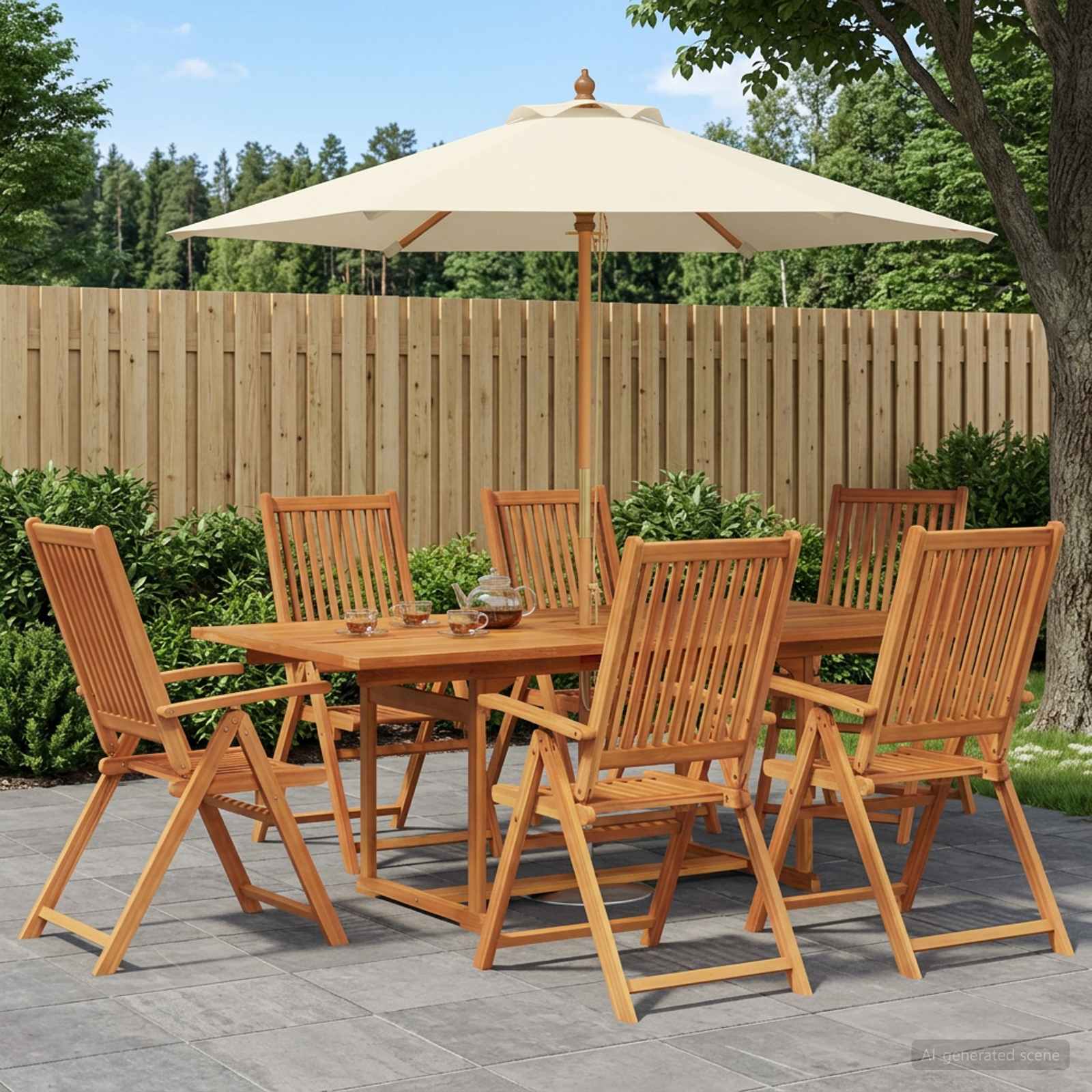 Ensemble De Salle À Manger D'extérieur Avec Parasol 6 Pc