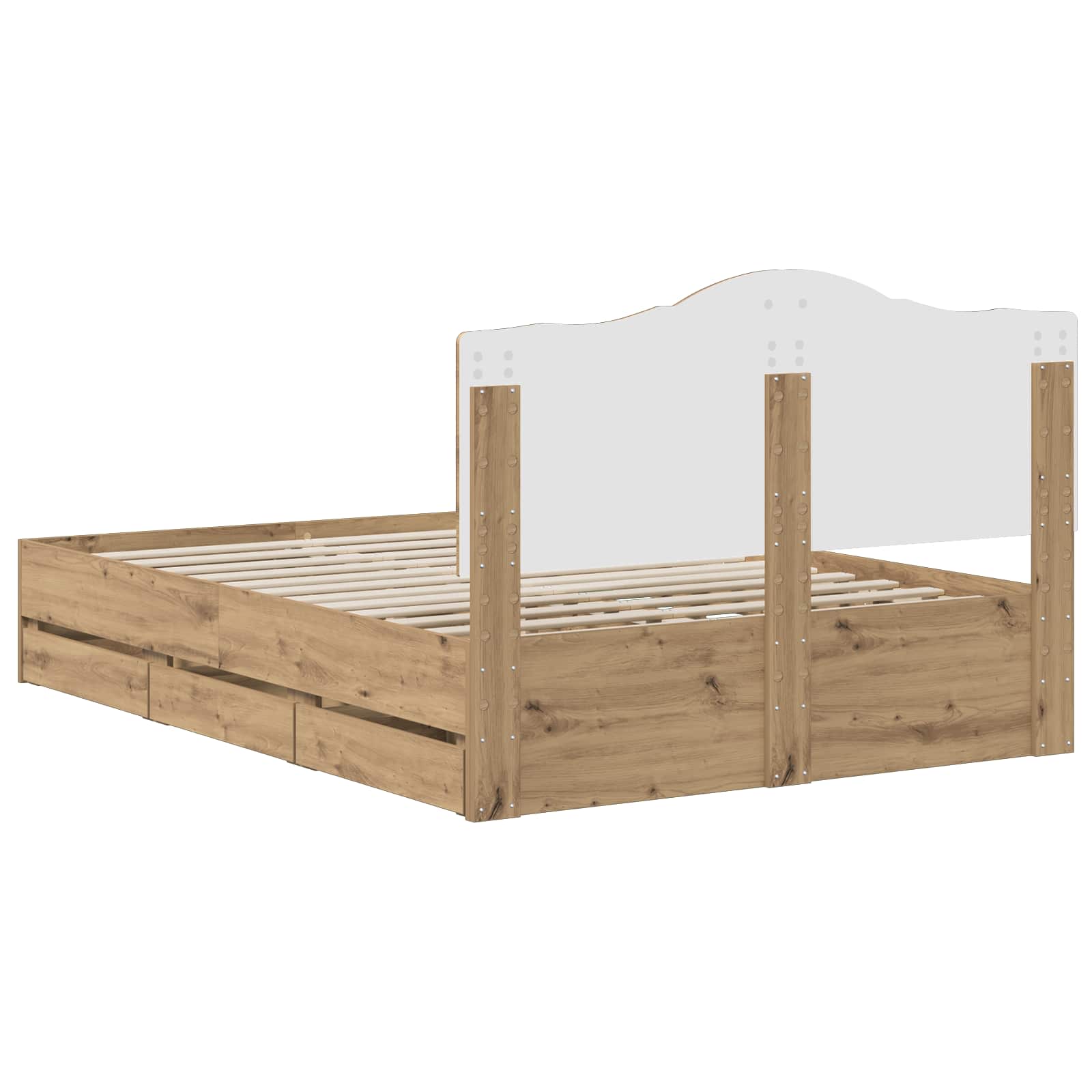 Bed Frame With Storage And Headboard Artisan Oak 140 X 190 Cm