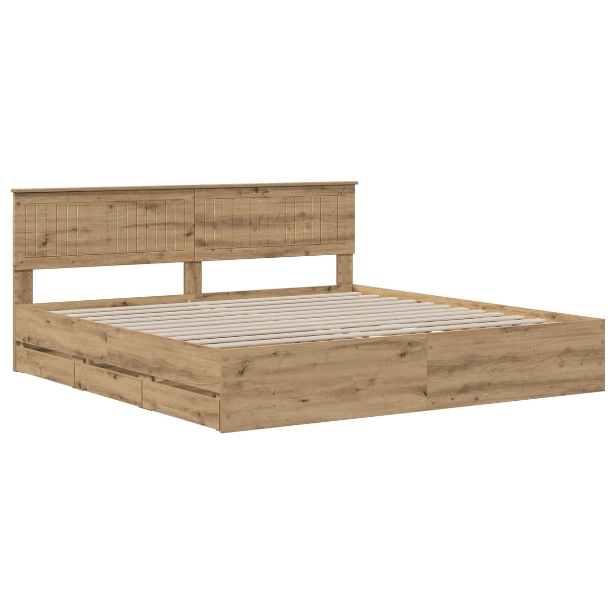 Bed Frame With Storage And Headboard Artisan Oak 180 X 200 Cm