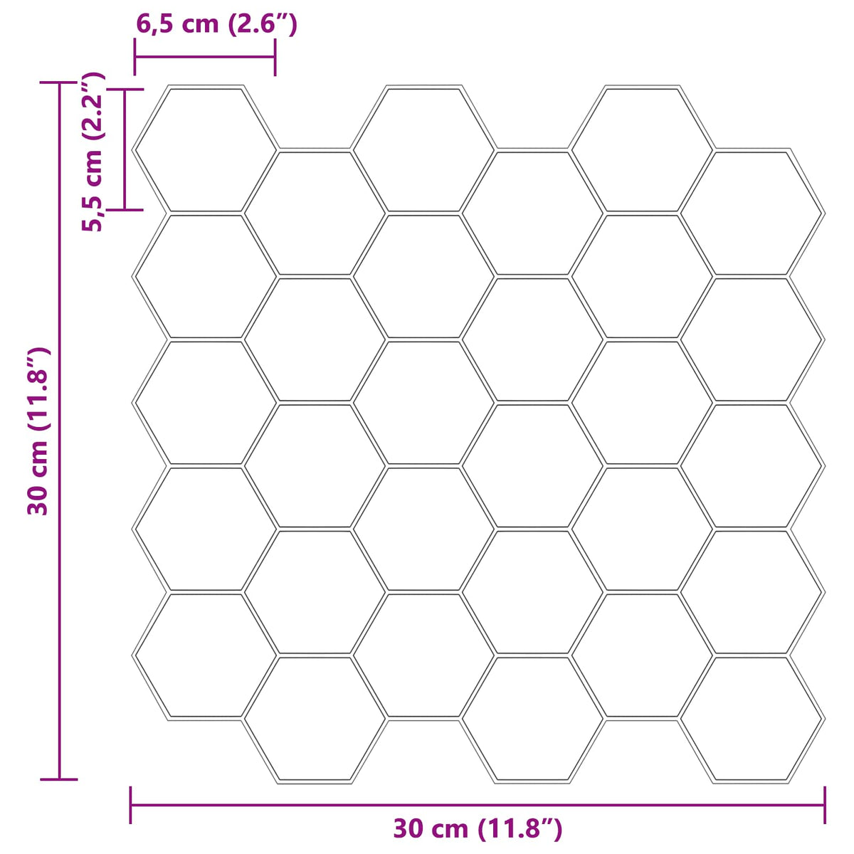 Carreau Hexagonal 10 Pièces 30 X 30 Cm