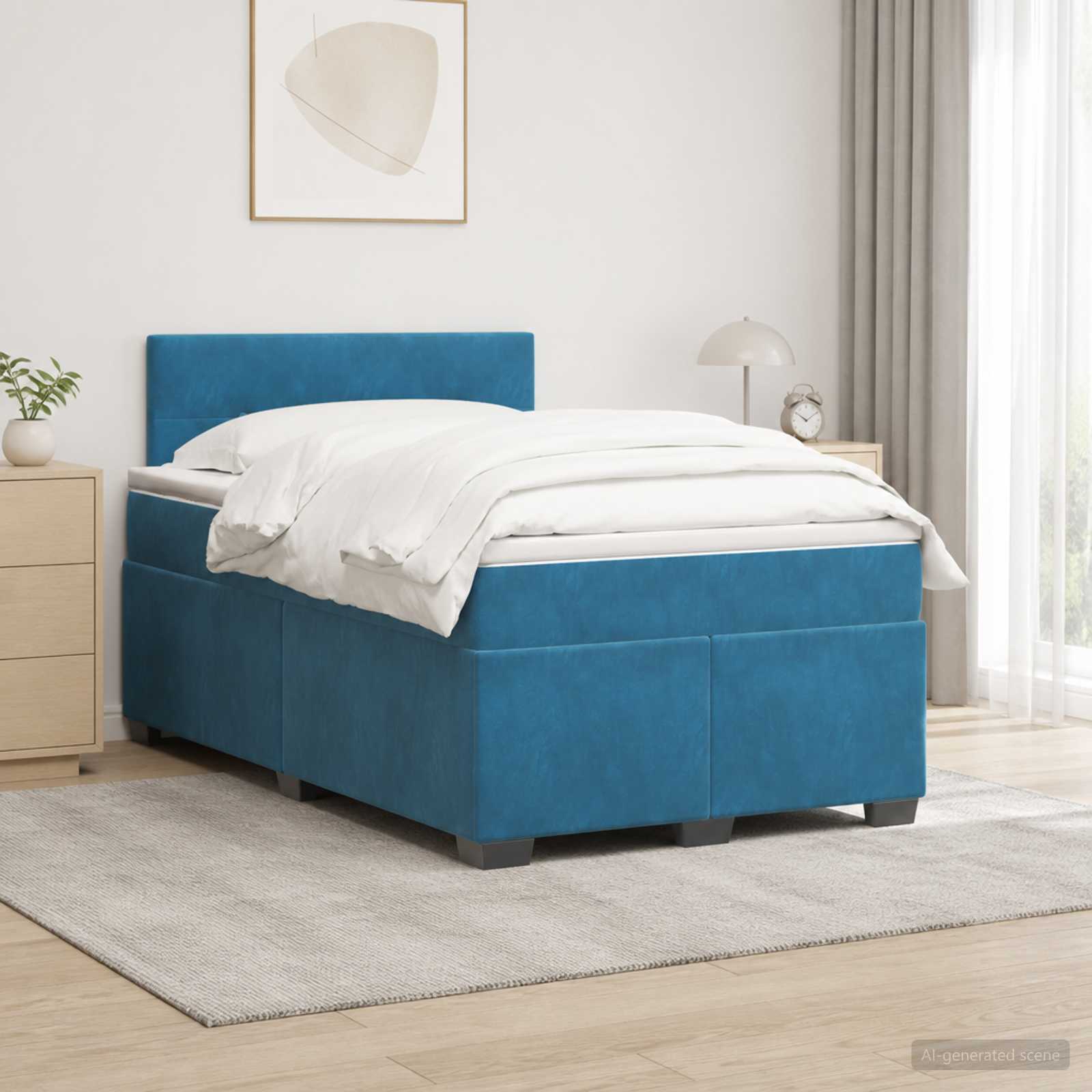 Sommier À Lattes De Lit Et Matelas 120X190Cm Velours