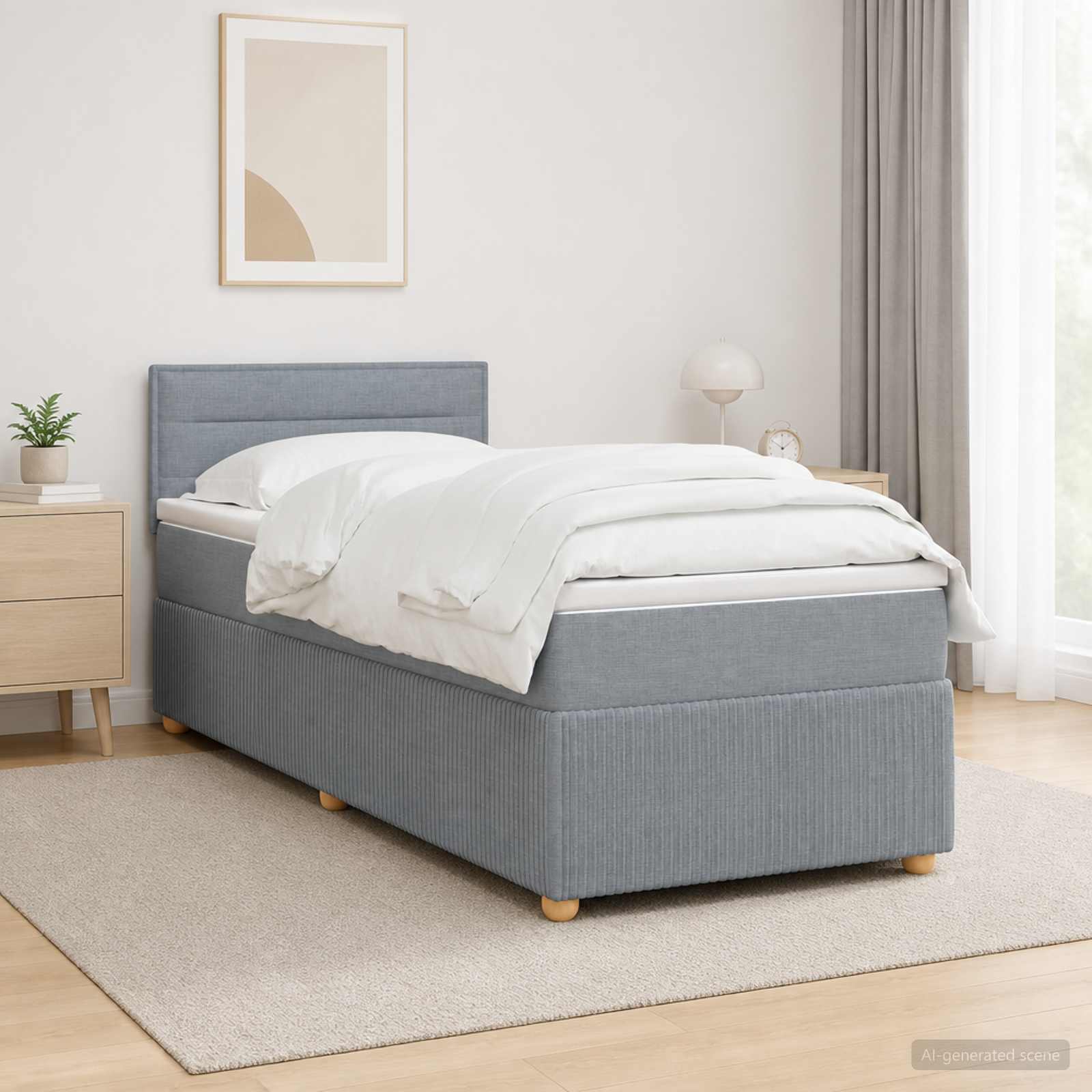 Lit Boxspring Avec Matelas Tissu