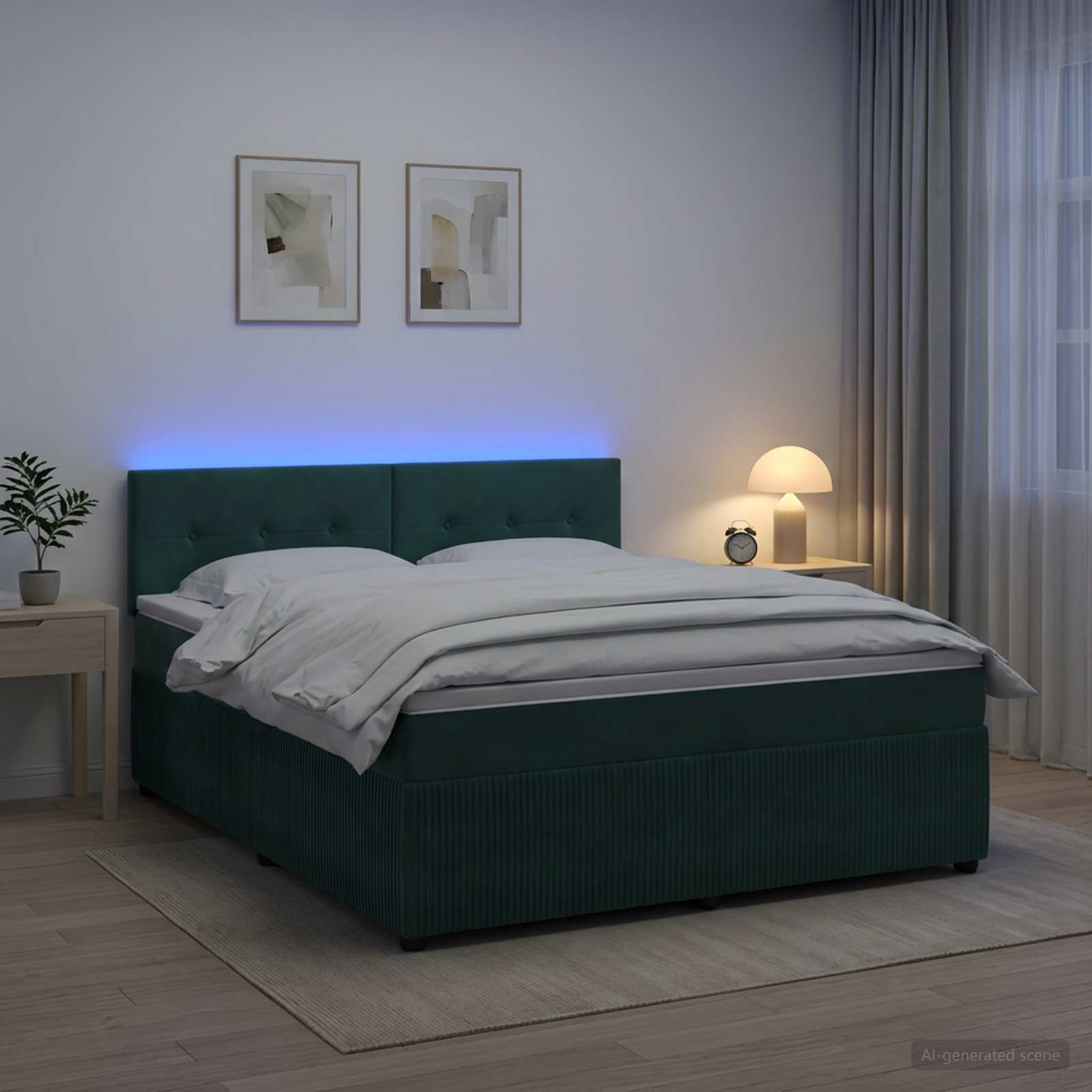 Lit Boxspring Avec Matelas Velours