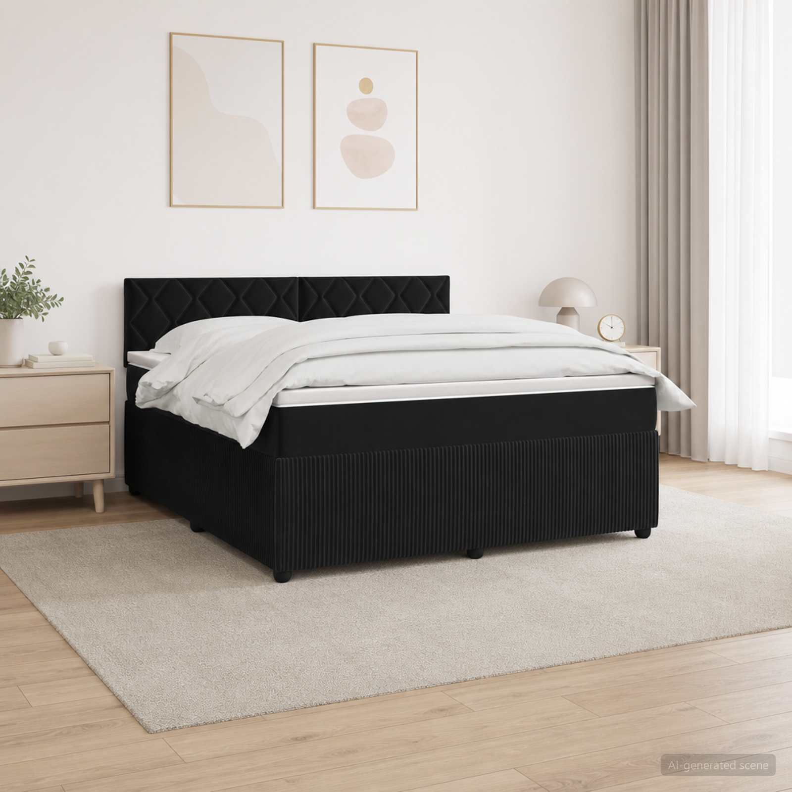 Lit Boxspring Avec Matelas Velours