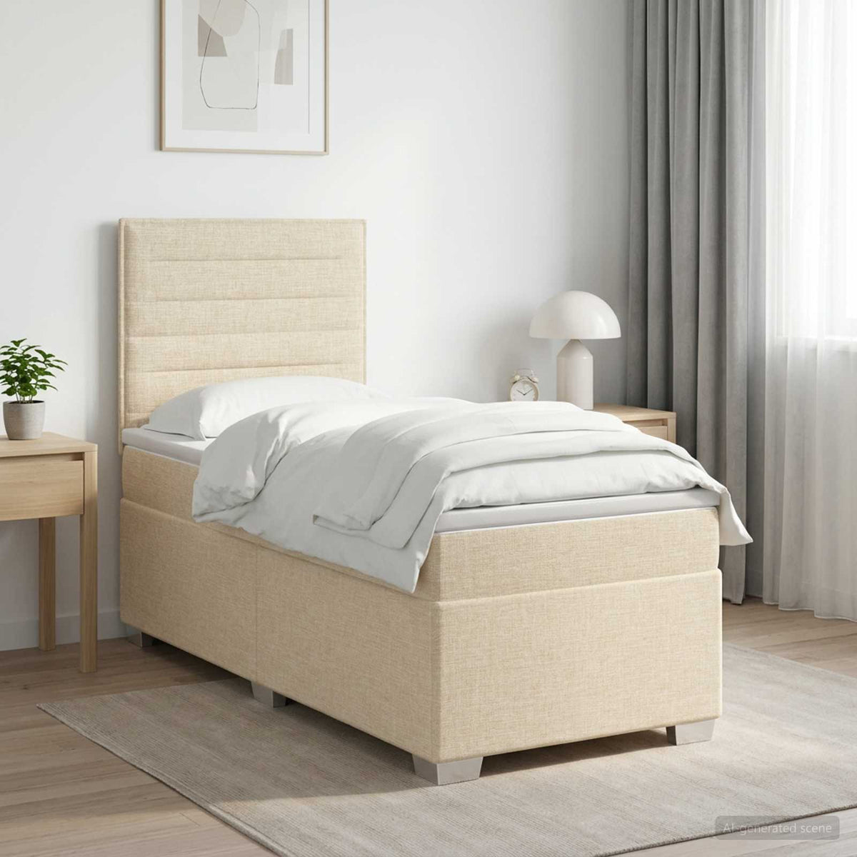 Lit Boxspring Avec Matelas Tissu