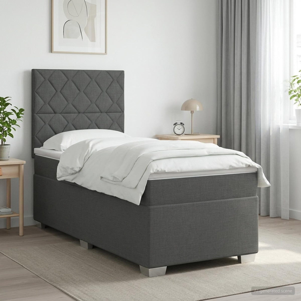 Lit Boxspring Avec Matelas Tissu