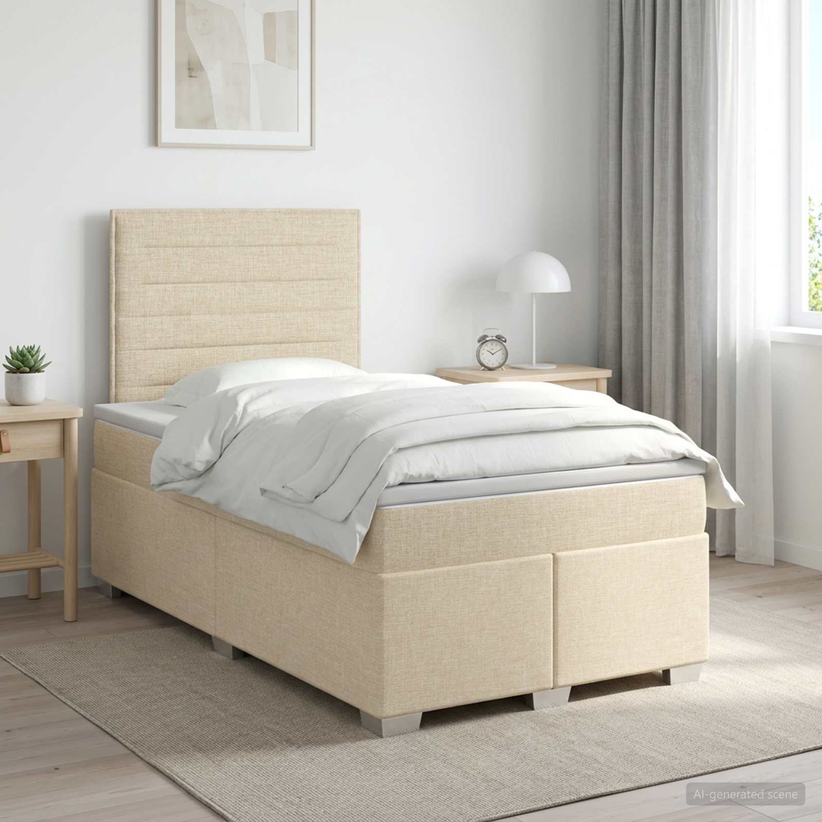 Lit Boxspring Avec Matelas Tissu