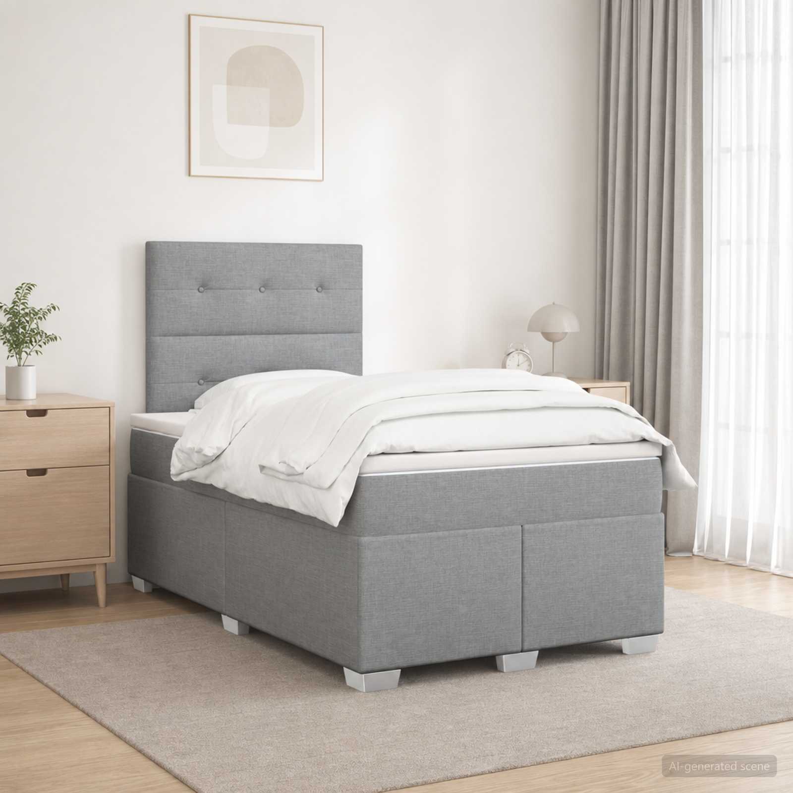 Lit Boxspring Avec Matelas Tissu