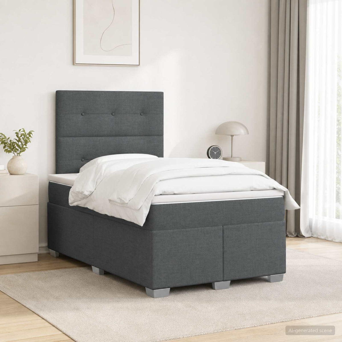 Lit Boxspring Avec Matelas Tissu
