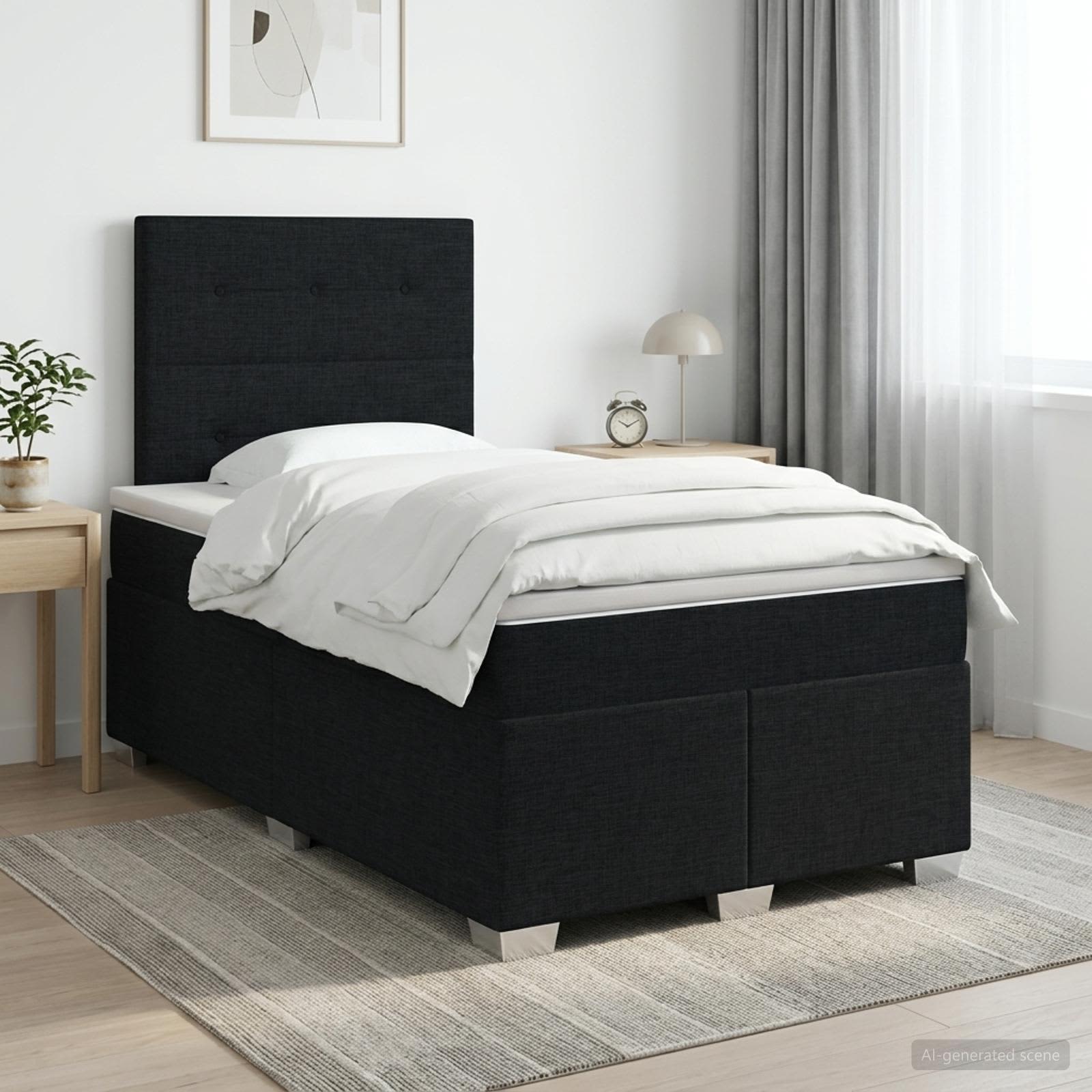 Sommier À Lattes De Lit Avec Matelas Tissu