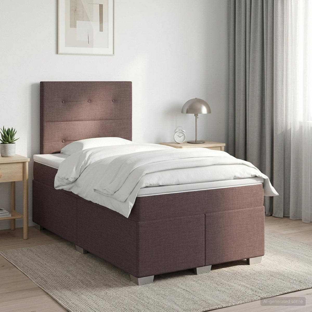 Lit Boxspring Avec Matelas Tissu