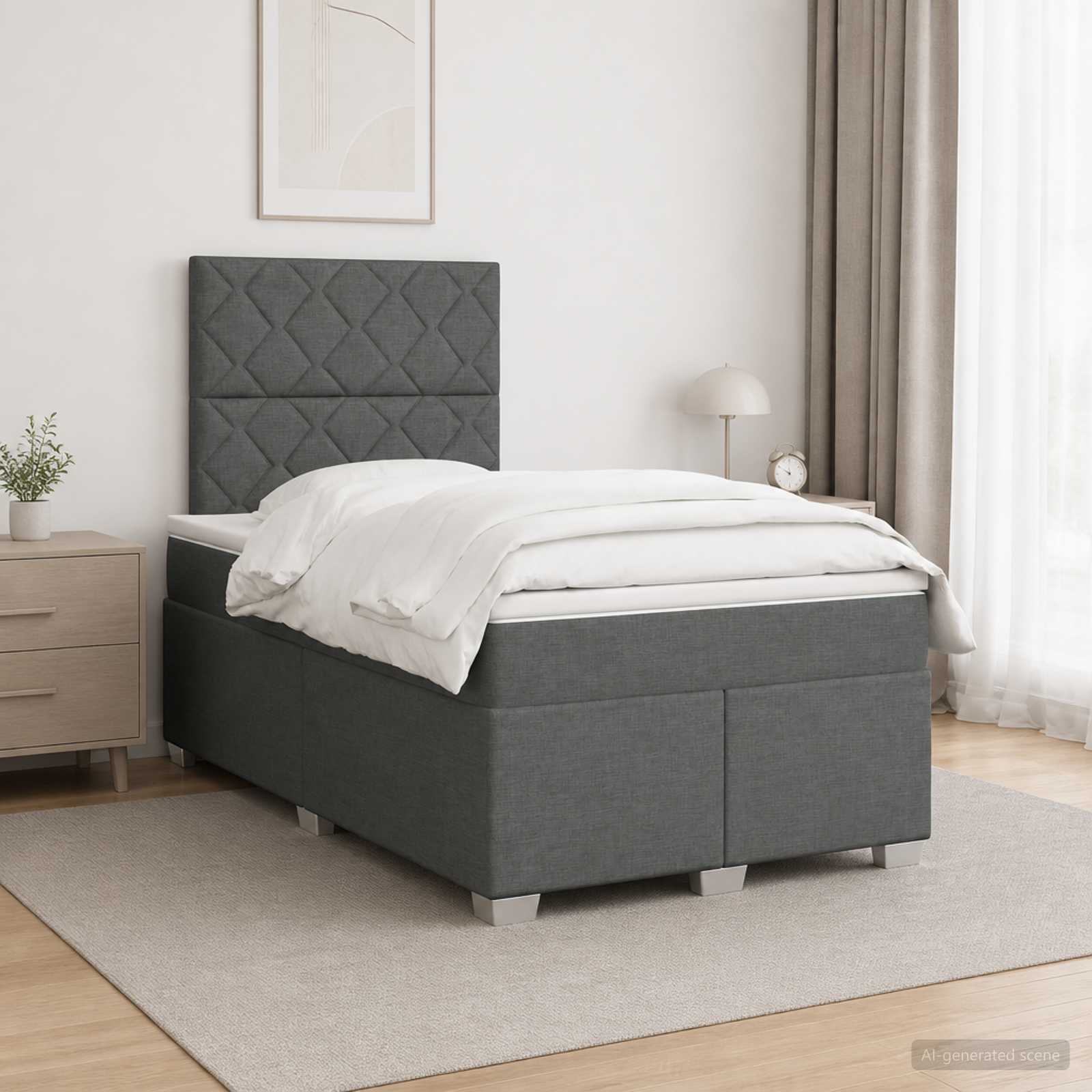 Lit Boxspring Avec Matelas Tissu