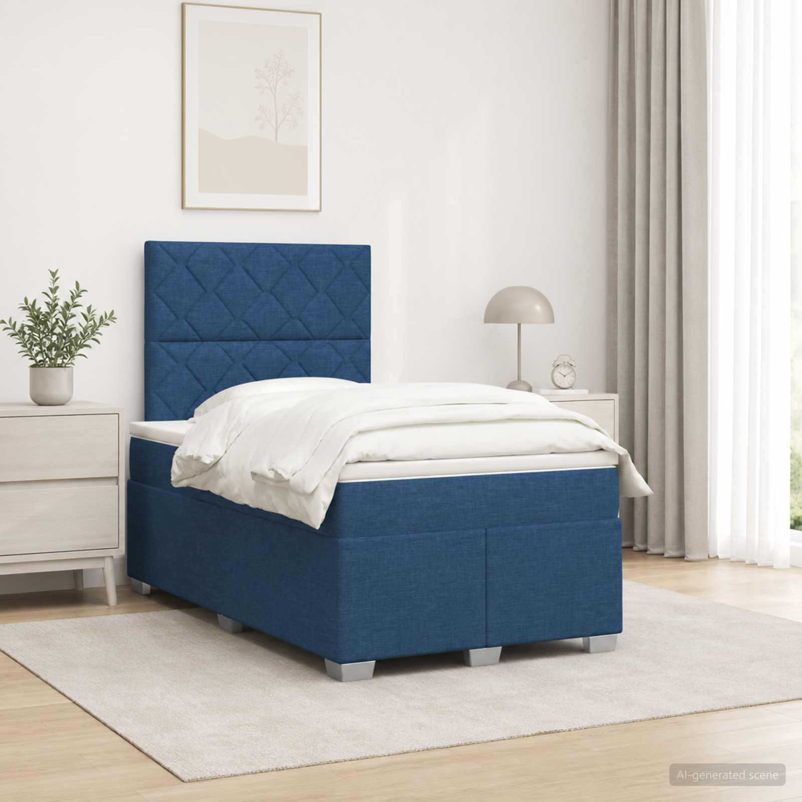 Lit Boxspring Avec Matelas Tissu