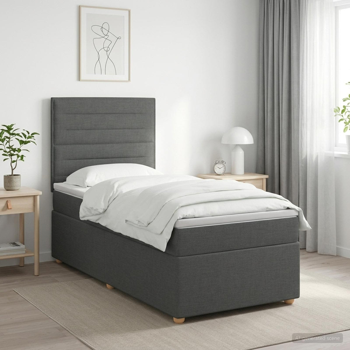 Lit Boxspring Avec Matelas Tissu