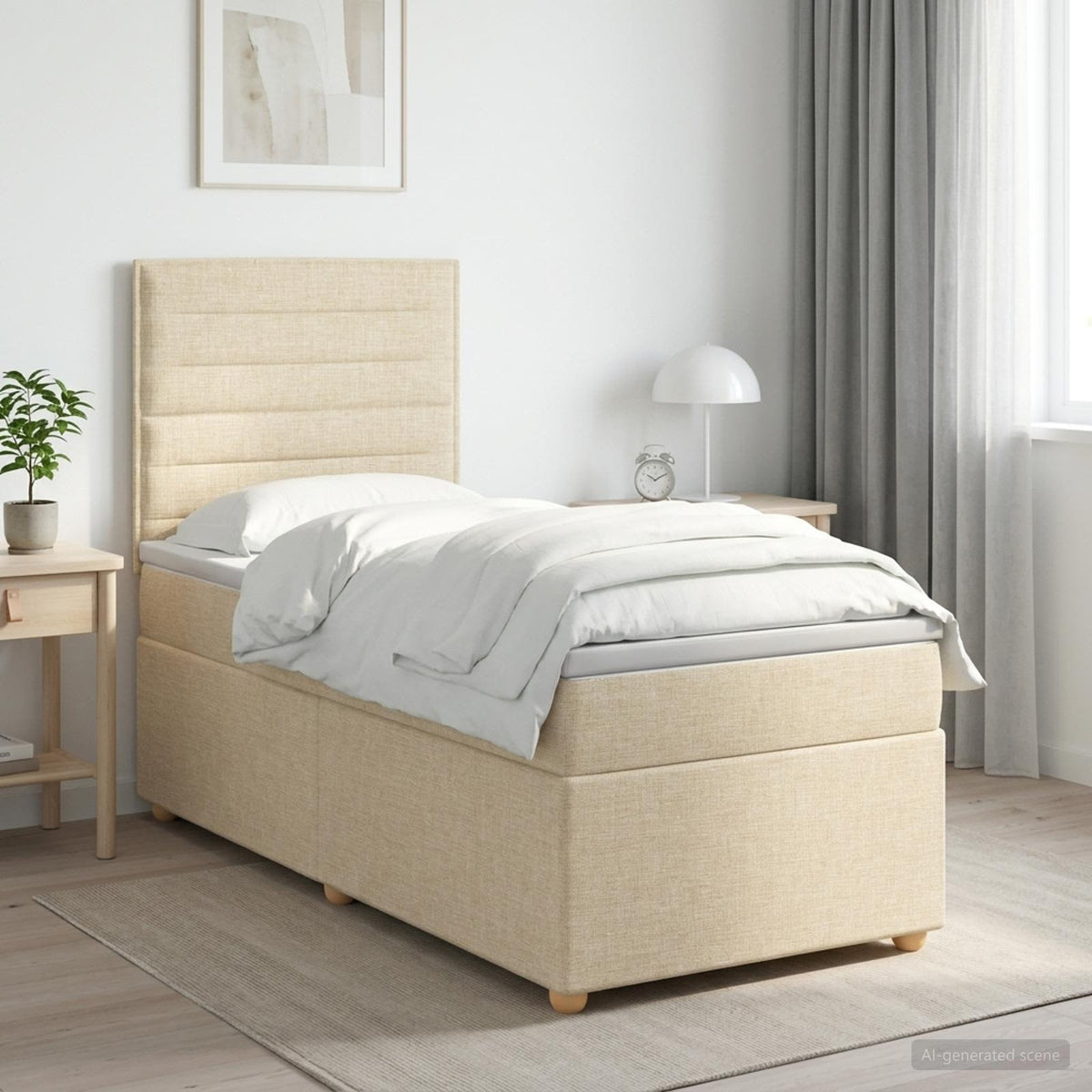 Lit Boxspring Avec Matelas Tissu