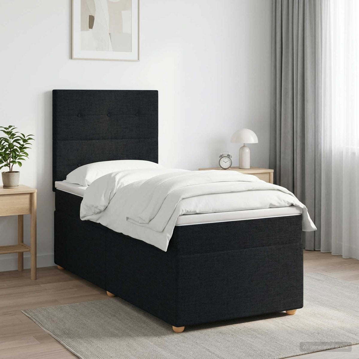 Lit Boxspring Avec Matelas Tissu