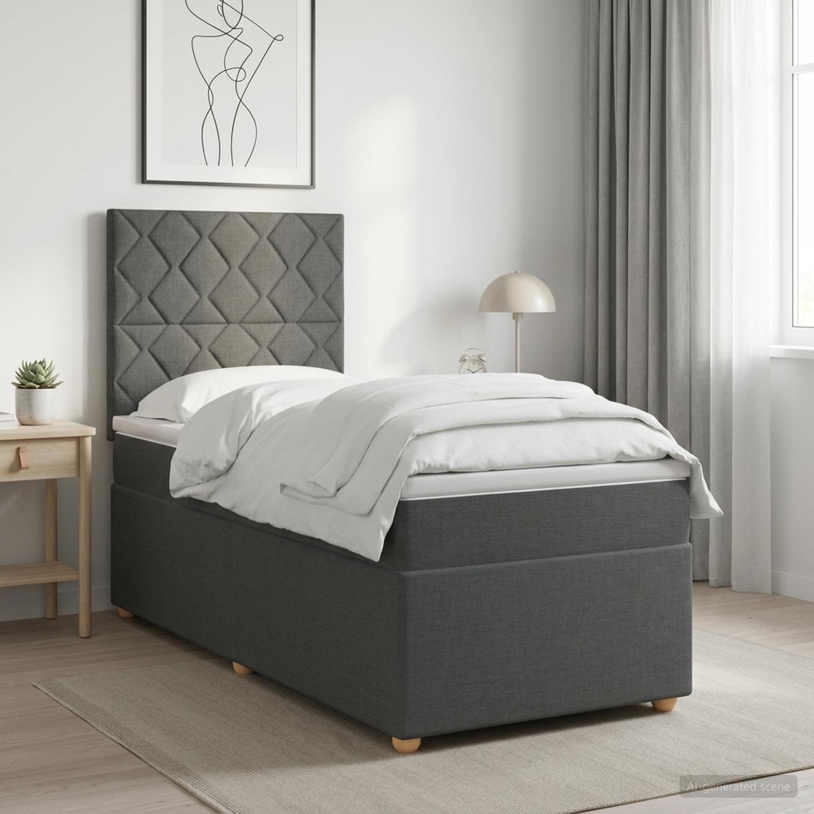 Lit Boxspring Avec Matelas Tissu