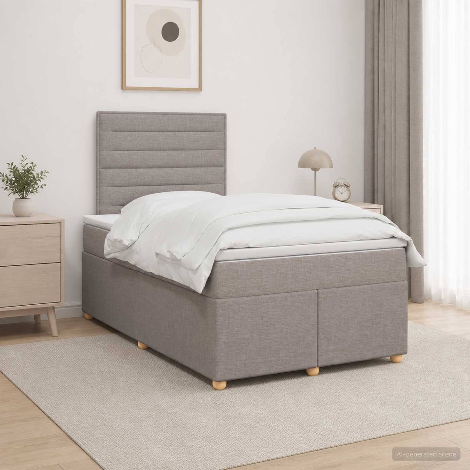 Lit Boxspring Avec Matelas Tissu