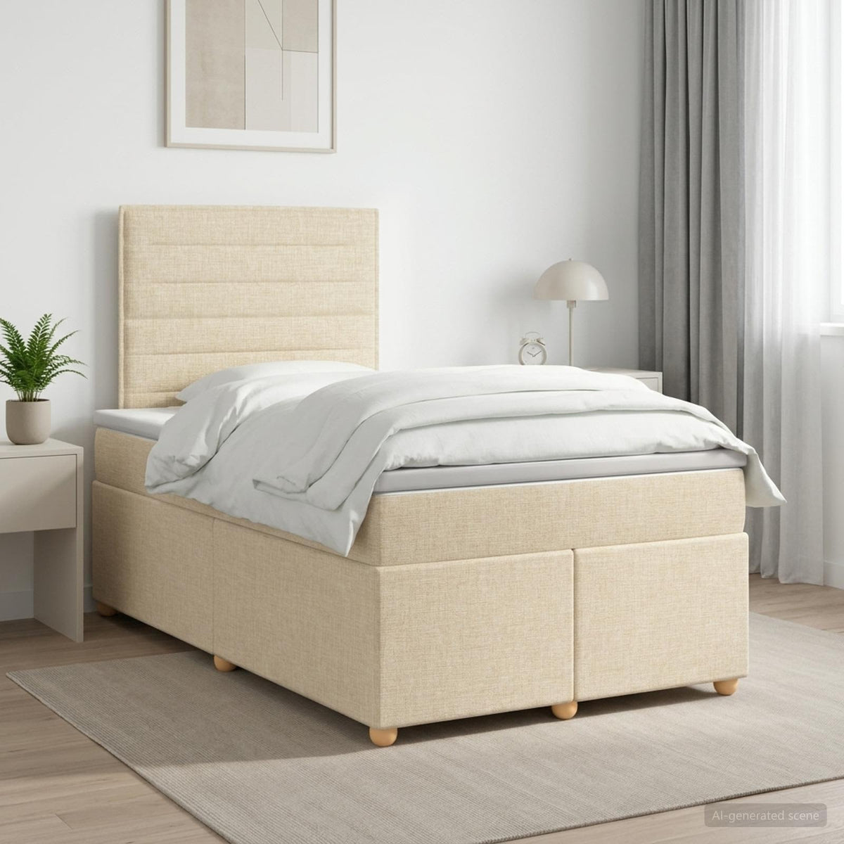 Lit Boxspring Avec Matelas Tissu