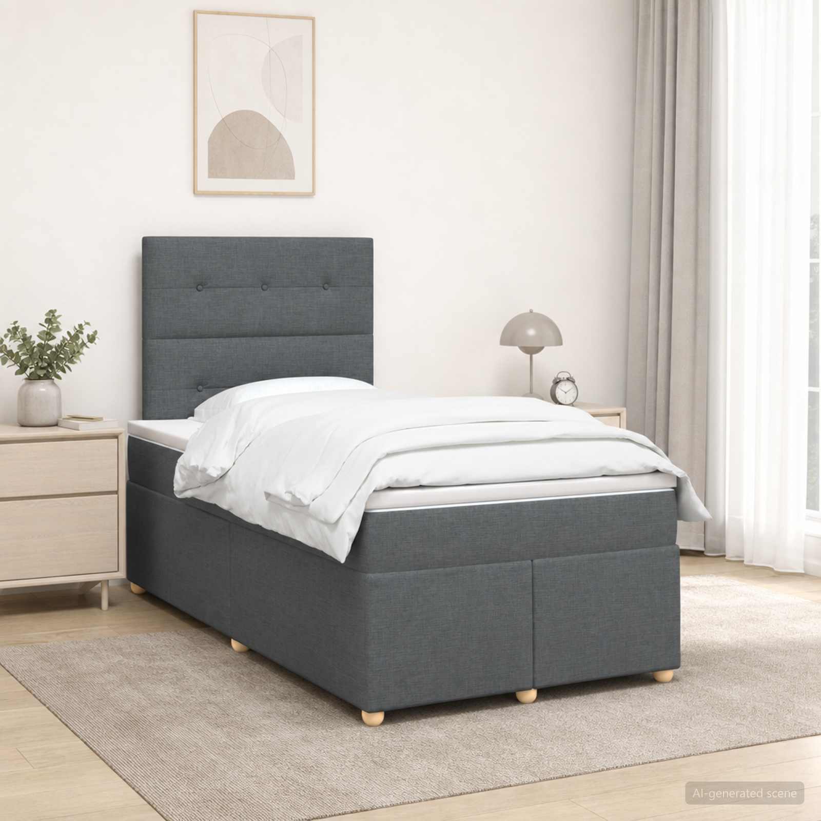 Lit Boxspring Avec Matelas Tissu