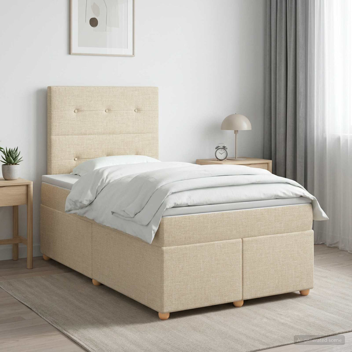 Lit Boxspring Avec Matelas Tissu