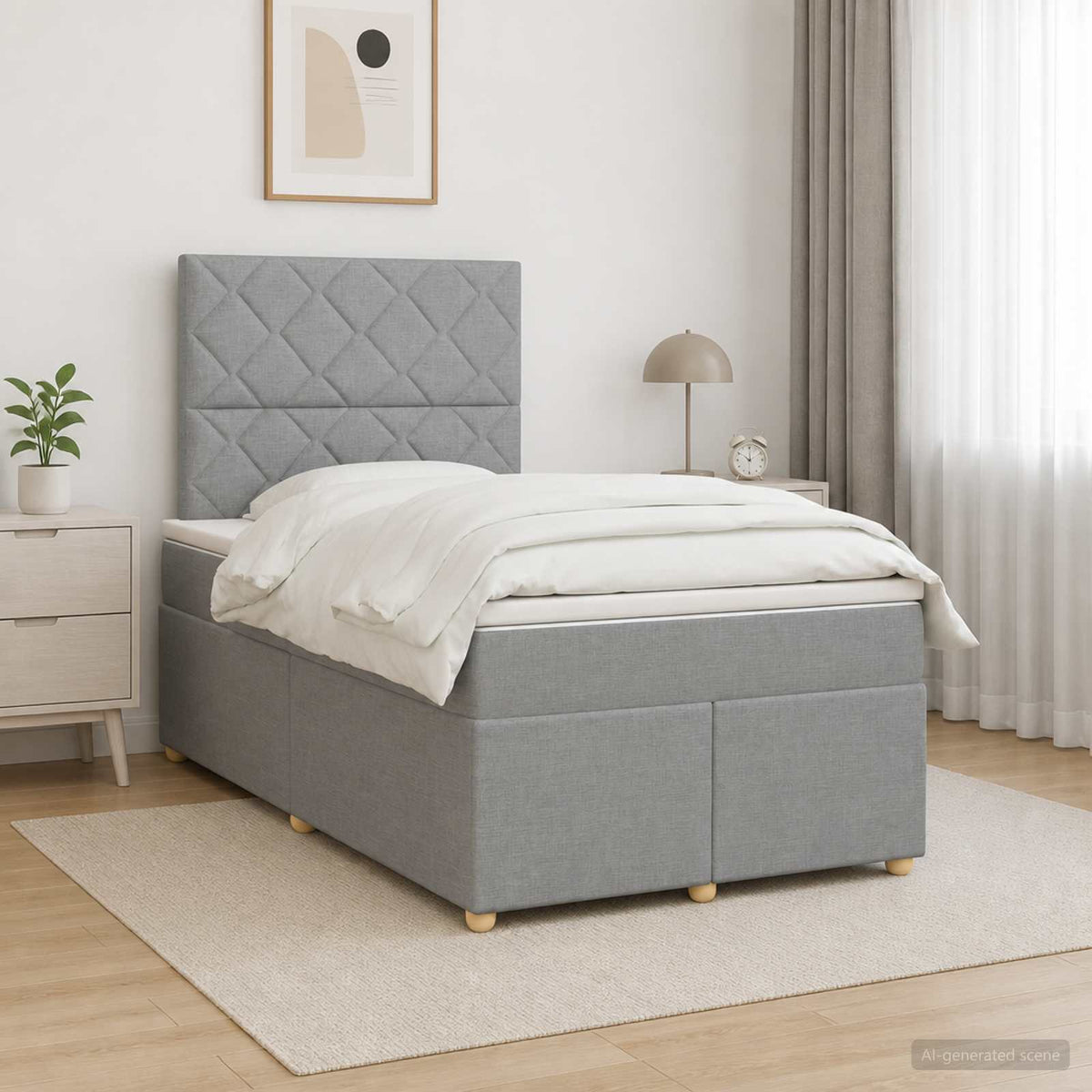 Lit Boxspring Avec Matelas Tissu