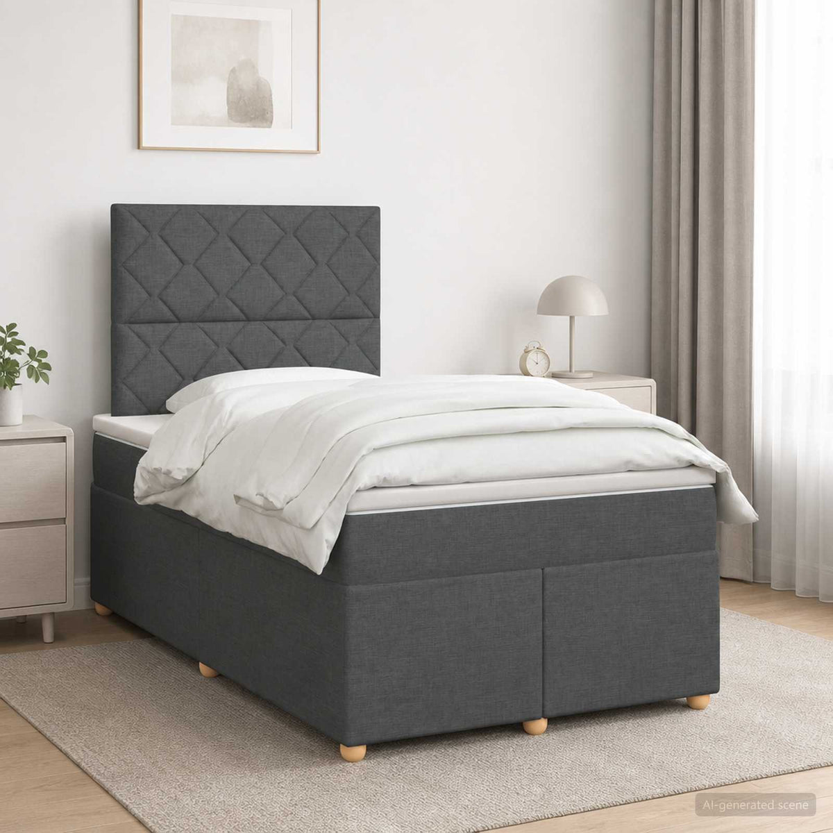Lit Boxspring Avec Matelas Tissu