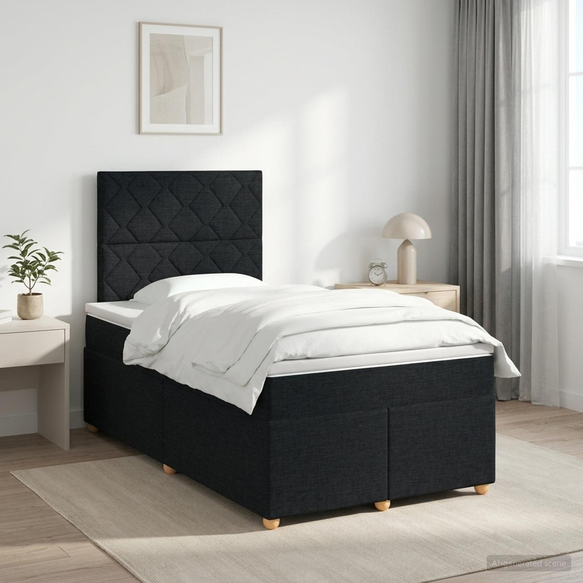 Lit Boxspring Avec Matelas Tissu