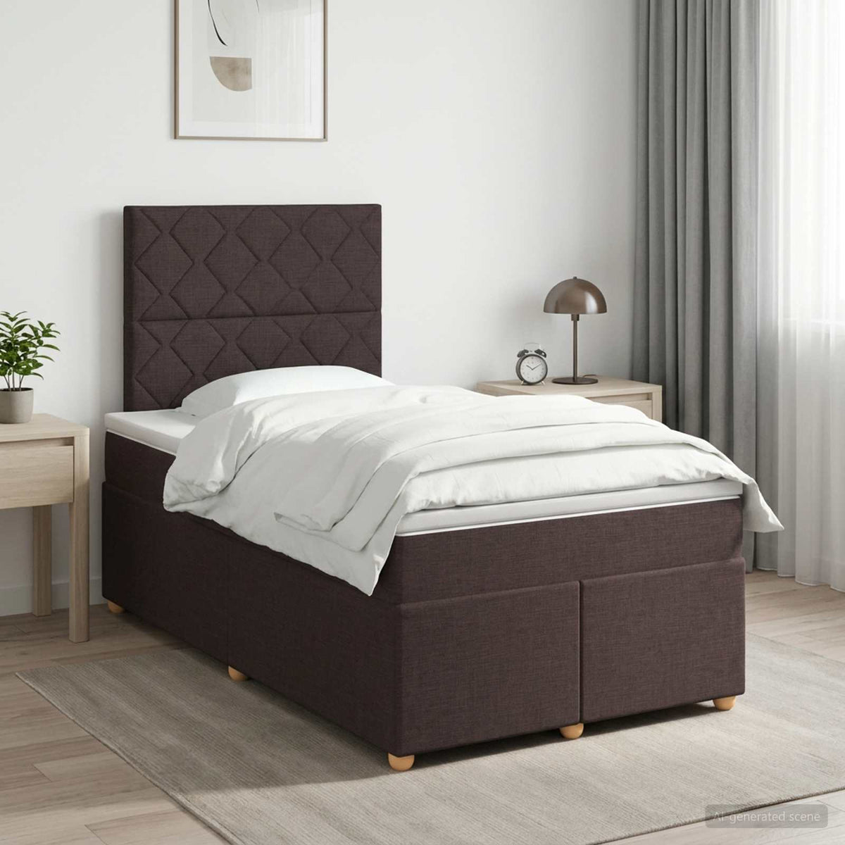 Lit Boxspring Avec Matelas Tissu