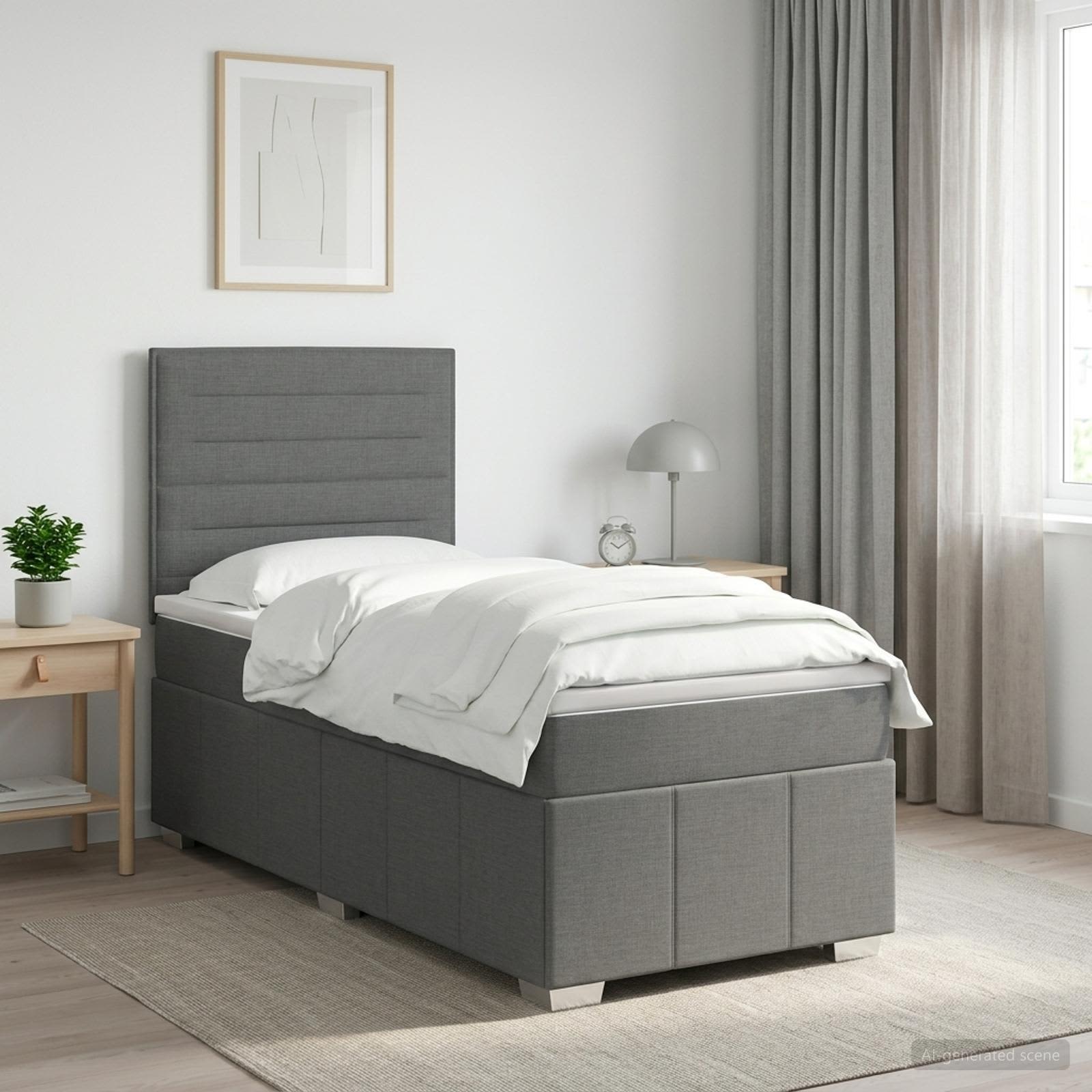 Sommier À Lattes De Lit Avec Matelas Tissu