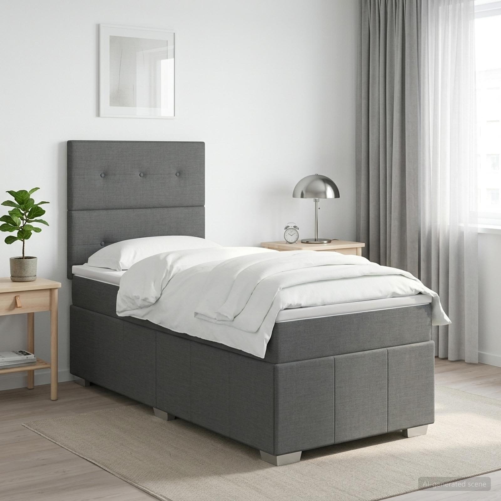Sommier À Lattes De Lit Avec Matelas Tissu