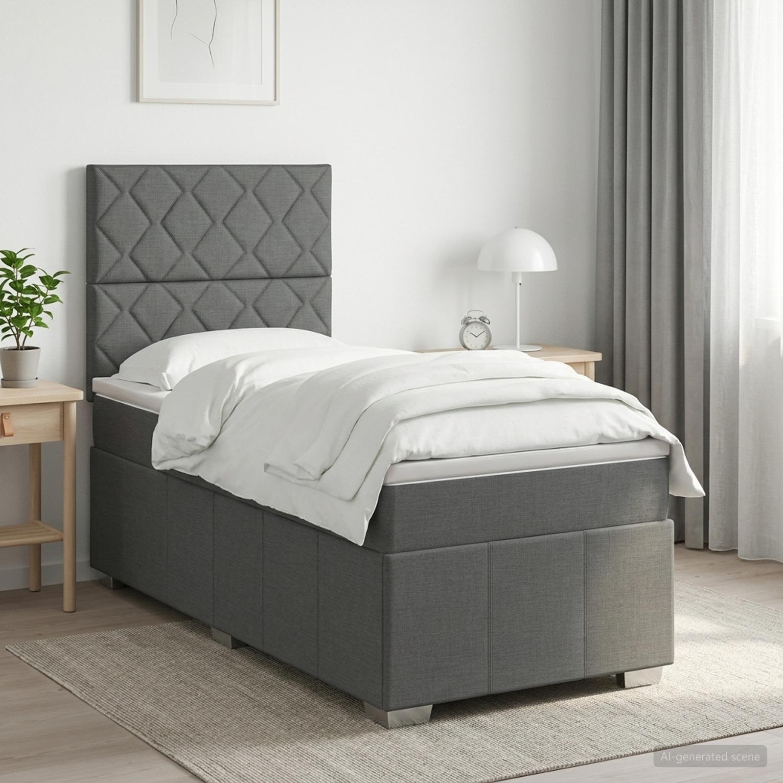 Sommier À Lattes De Lit Avec Matelas Tissu