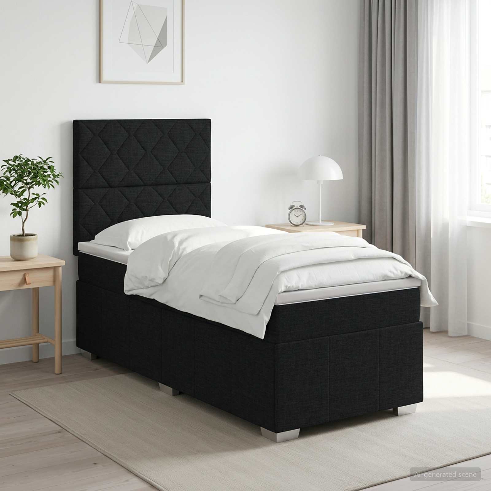 Sommier À Lattes De Lit Avec Matelas Tissu