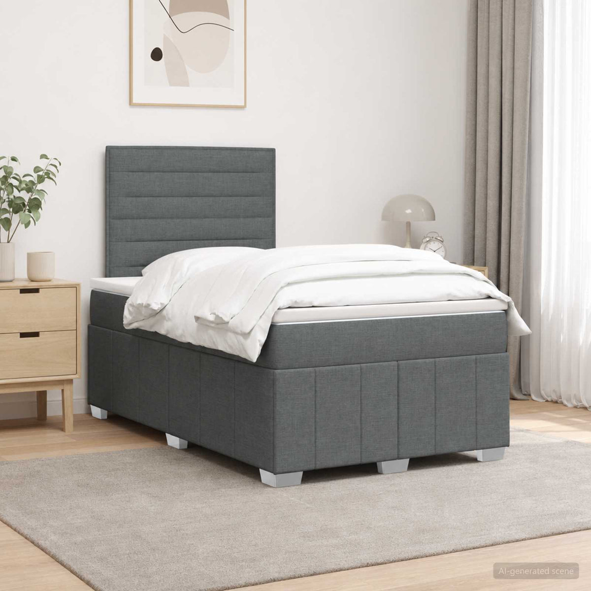 Sommier À Lattes De Lit Avec Matelas Tissu