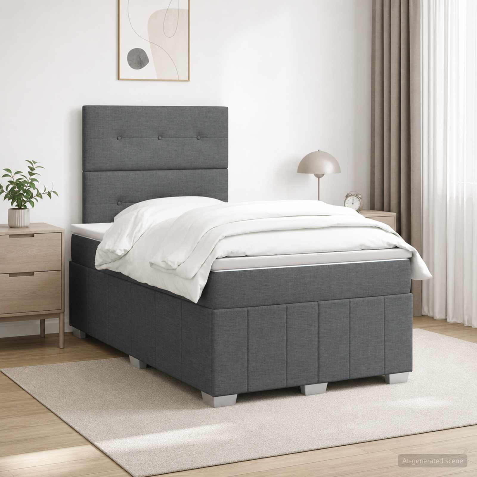 Sommier À Lattes De Lit Avec Matelas Tissu