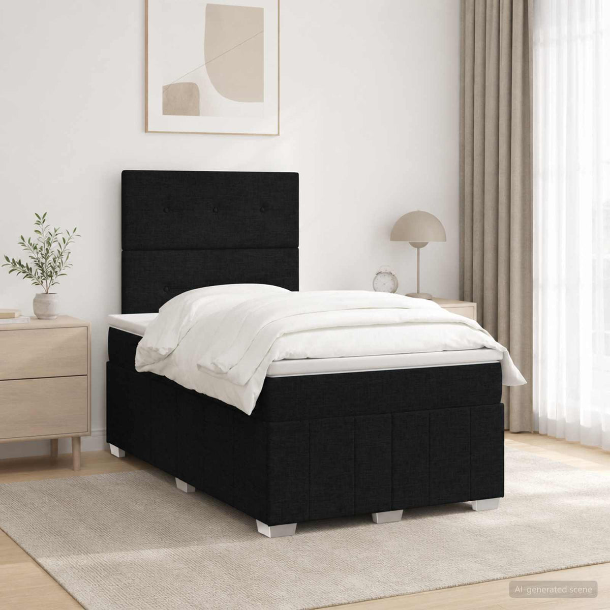 Sommier À Lattes De Lit Avec Matelas Tissu