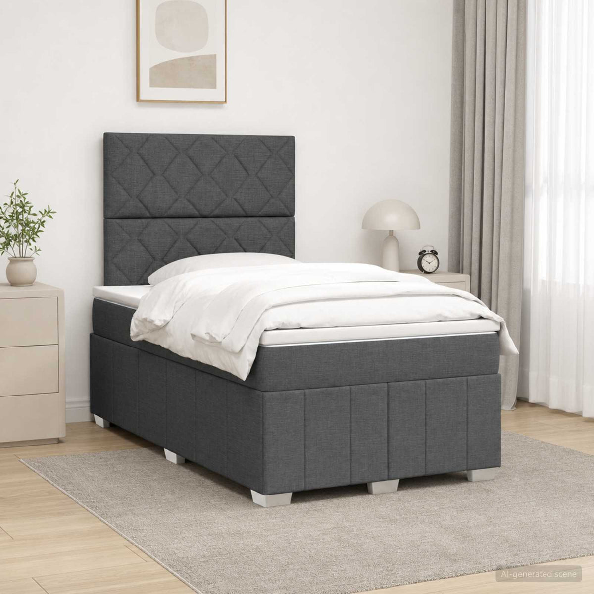 Sommier À Lattes De Lit Avec Matelas Tissu