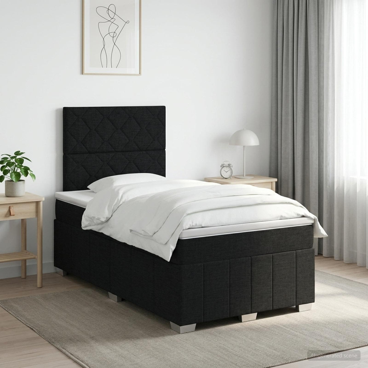 Sommier À Lattes De Lit Avec Matelas Tissu