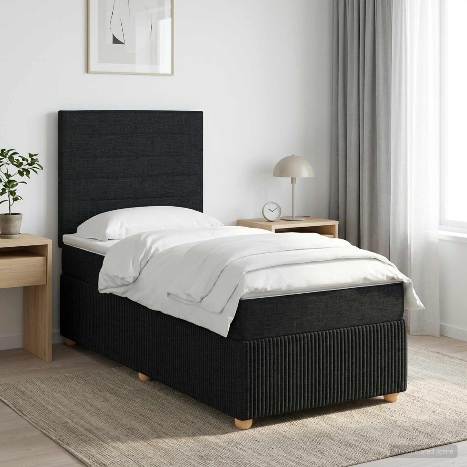 Lit Boxspring Avec Matelas Tissu