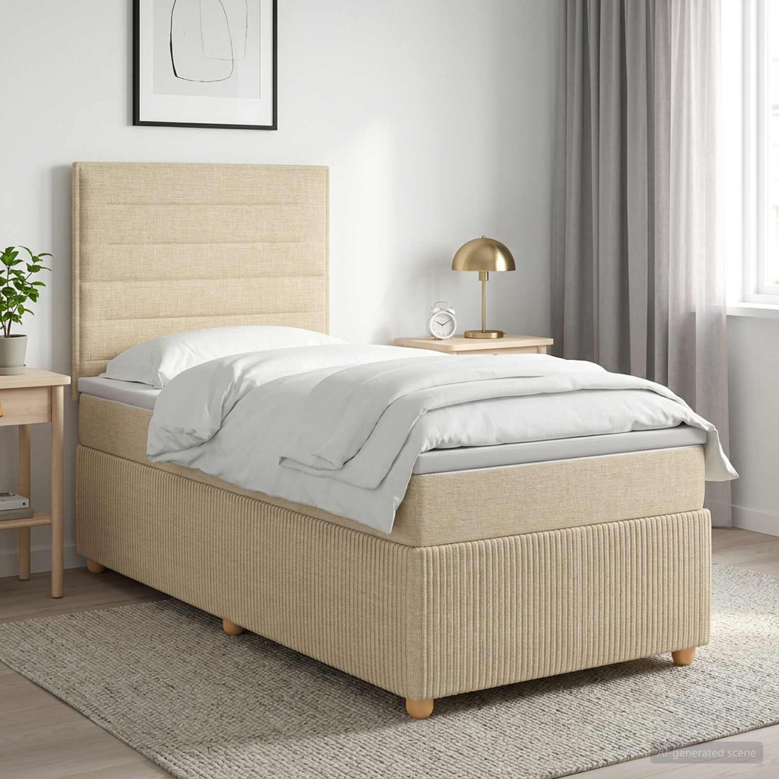 Lit Boxspring Avec Matelas Tissu