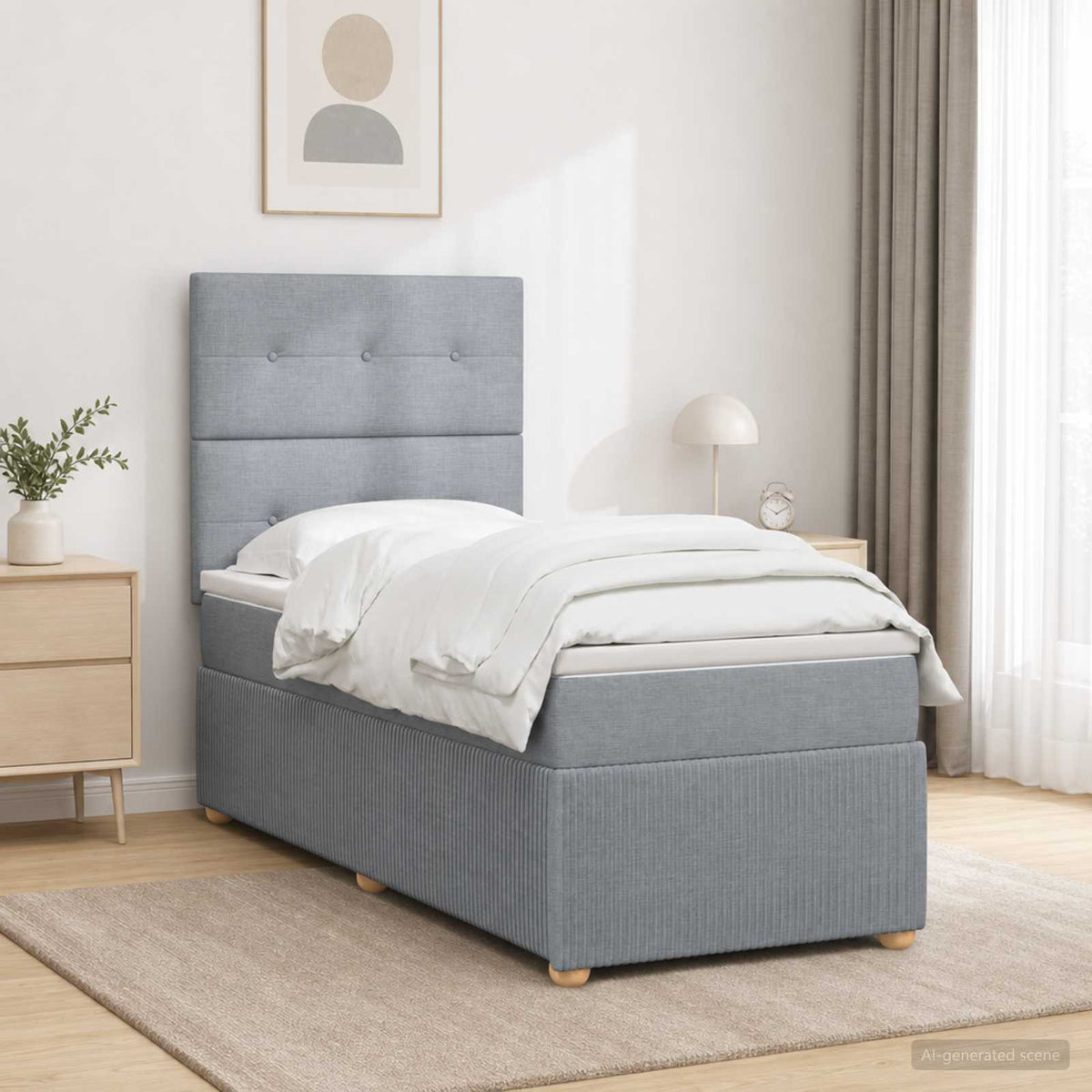 Lit Boxspring Avec Matelas Tissu