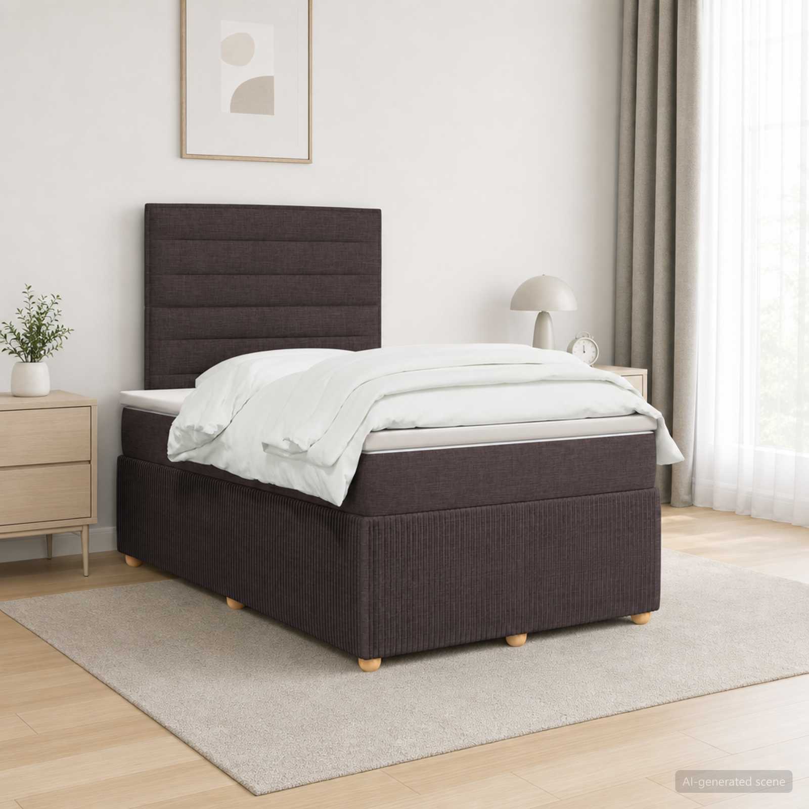 Lit Boxspring Avec Matelas Tissu