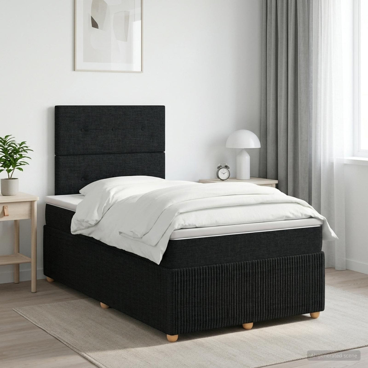 Lit Boxspring Avec Matelas Tissu