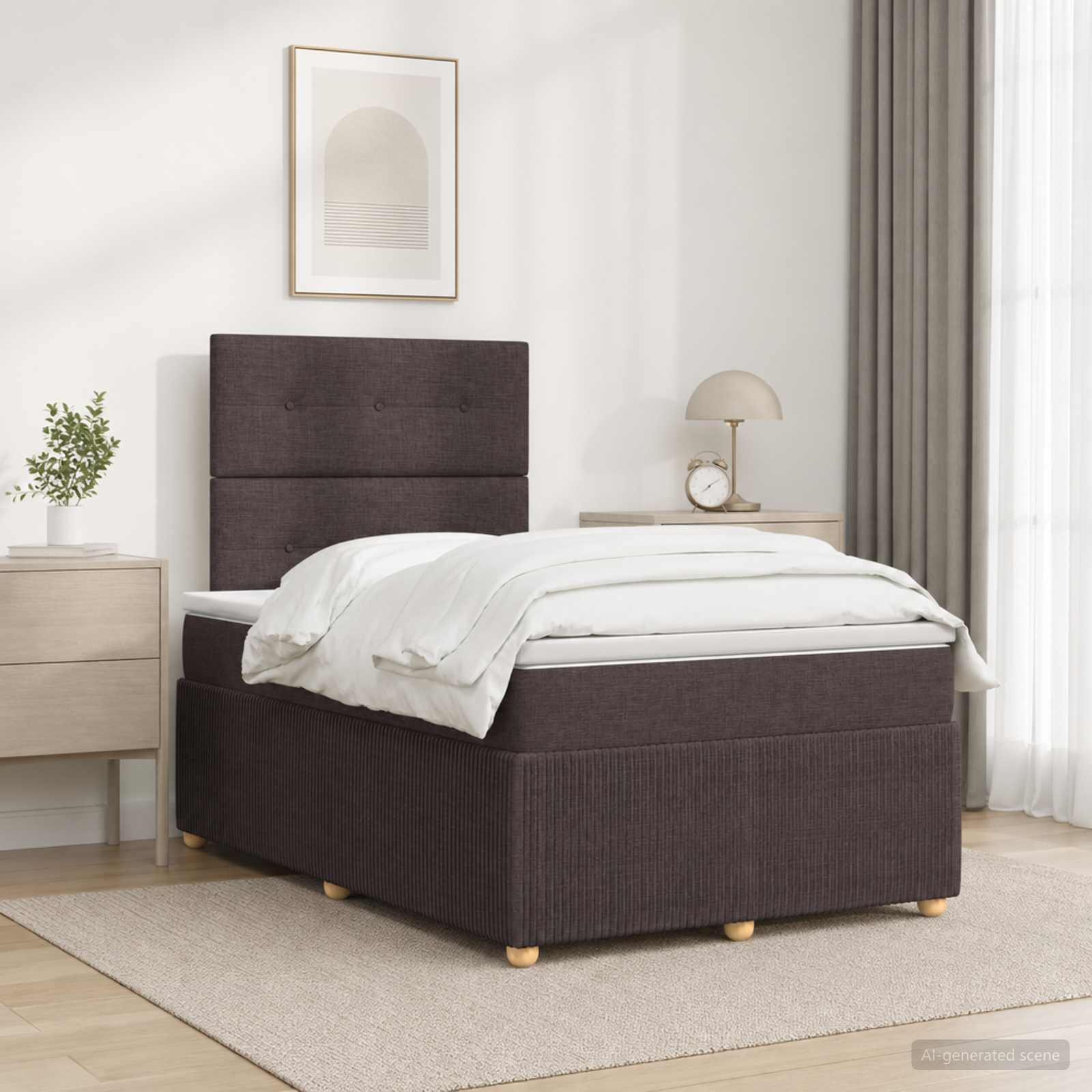 Lit Boxspring Avec Matelas Tissu