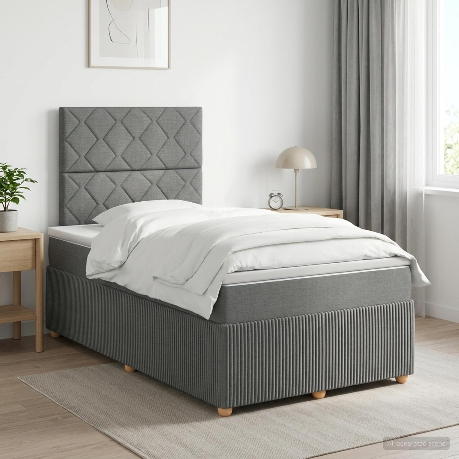 Lit Boxspring Avec Matelas Tissu